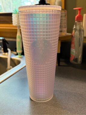 Starbucks Iridescent Pink & Lavender Grid Tumbler